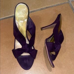 PRADA Purple Suede Knot-Front High Heel Sandals Size 38.5, Size 8